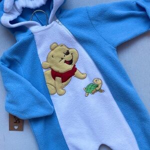 Fleece One Piece with Pooh Bear and Turtle Design